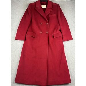 Vintage Pendleton Coat Womens 8 Red Wool Long Overcoat Double Breasted USA 60s